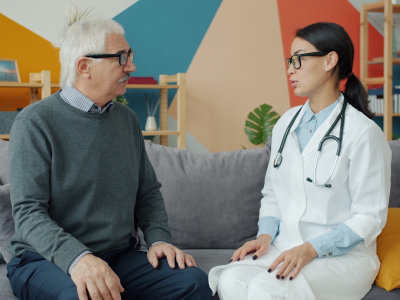 Licensed psychologist consulting with a veteran patient